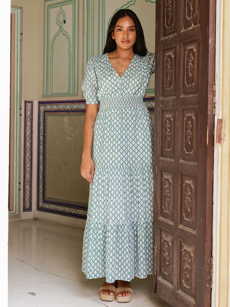 Aspiga Green Billie Short Sleeve 100% Cotton Dress - Image 6 of 6 Aspiga Green Billie Short Sleeve 100% Cotton Dress - Image 6 of 6