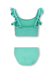 ONLY KIDS Blue Crinkle Frill Sleeve Swimsuit - Image 2 of 3