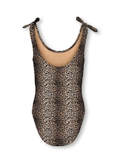 ONLY KIDS Tie Shoulder Leopard Print White Swimsuit - Imagen 2 de 3