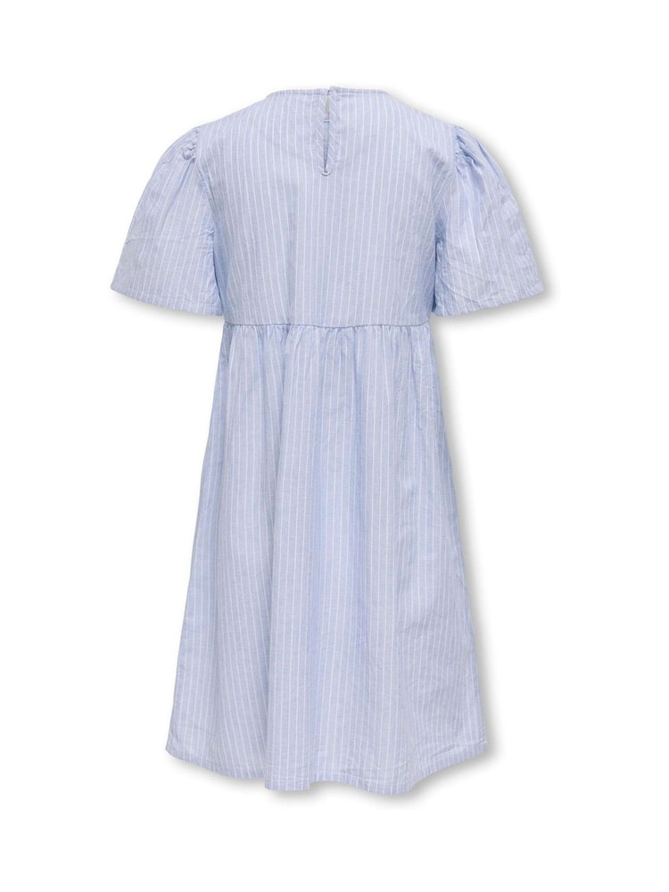 ONLY KIDS Blue Stripe Woven Volume Sleeve 100% Cotton Dress - Image 2 of 2 ONLY KIDS Blue Stripe Woven Volume Sleeve 100% Cotton Dress - Image 2 of 2