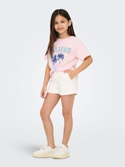 ONLY KIDS Oversized 100% Cotton Graphic Print Malibu Purple T-Shirt - Image 1 of 1