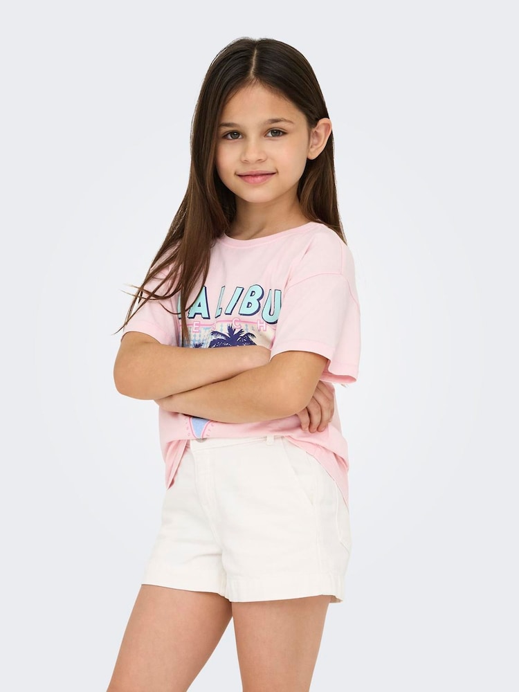 ONLY KIDS Oversized 100% Cotton Graphic Print Malibu Purple T-Shirt - Image 3 of 5