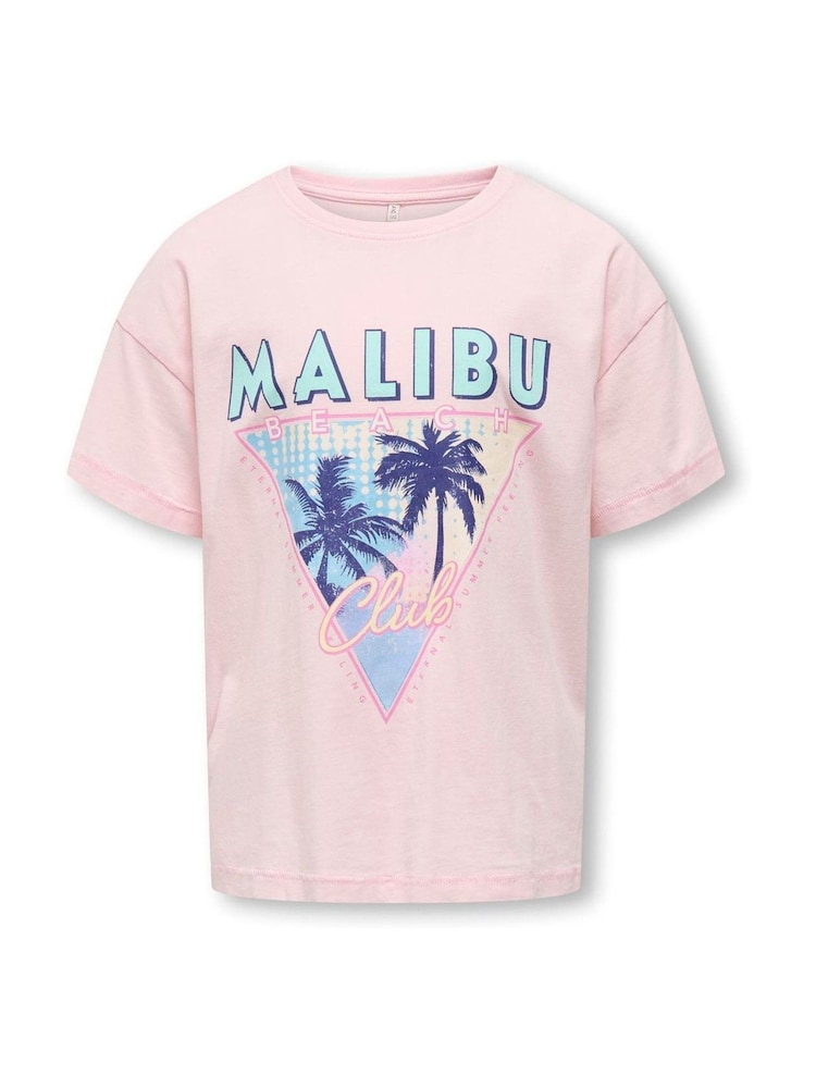 ONLY KIDS Oversized 100% Cotton Graphic Print Malibu Purple T-Shirt - Image 4 of 5