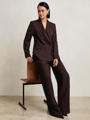 Reiss Aubergine Solene Petite Wool-Blend Wide-Leg Suit Trousers - Image 1 of 7