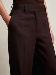 Reiss Aubergine Solene Petite Wool-Blend Wide-Leg Suit Trousers - Image 4 of 7
