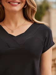 Sosandar Black Premium V-Neck T-Shirt - Image 5 of 5