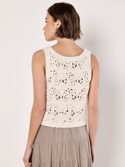 Apricot Cream Crochet Tie-Front Vest - Image 2 of 4