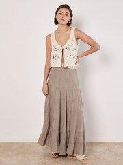 Apricot Cream Crochet Tie-Front Vest - Image 4 of 4