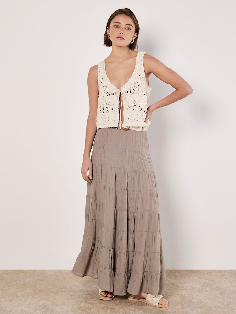 Apricot Cream Crochet Tie-Front Vest - Image 4 of 4