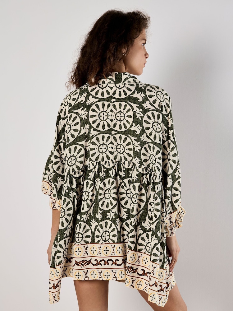 Apricot Green Oversized Border Print Shirt - Image 4 of 4 Apricot Green Oversized Border Print Shirt - Image 4 of 4