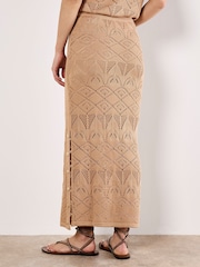 Apricot Natural Mixed Pointelle Knit Maxi Skirt - Image 2 of 5