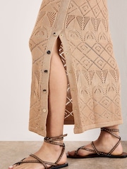 Apricot Natural Mixed Pointelle Knit Maxi Skirt - Image 5 of 5
