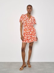 Apricot Orange Bold Mono Paisley Wrap Dress - Image 1 of 4