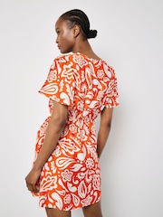 Apricot Orange Bold Mono Paisley Wrap Dress - Image 3 of 4