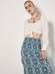 Apricot Blue Batik Kaleidoscope Border Skirt - Image 2 of 5