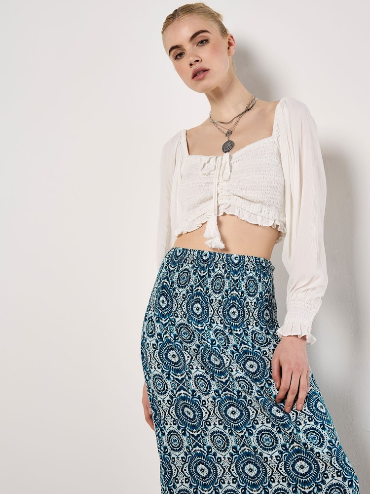 Apricot Blue Batik Kaleidoscope Border Skirt - Image 2 of 5