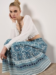 Apricot Blue Batik Kaleidoscope Border Skirt - Image 5 of 5