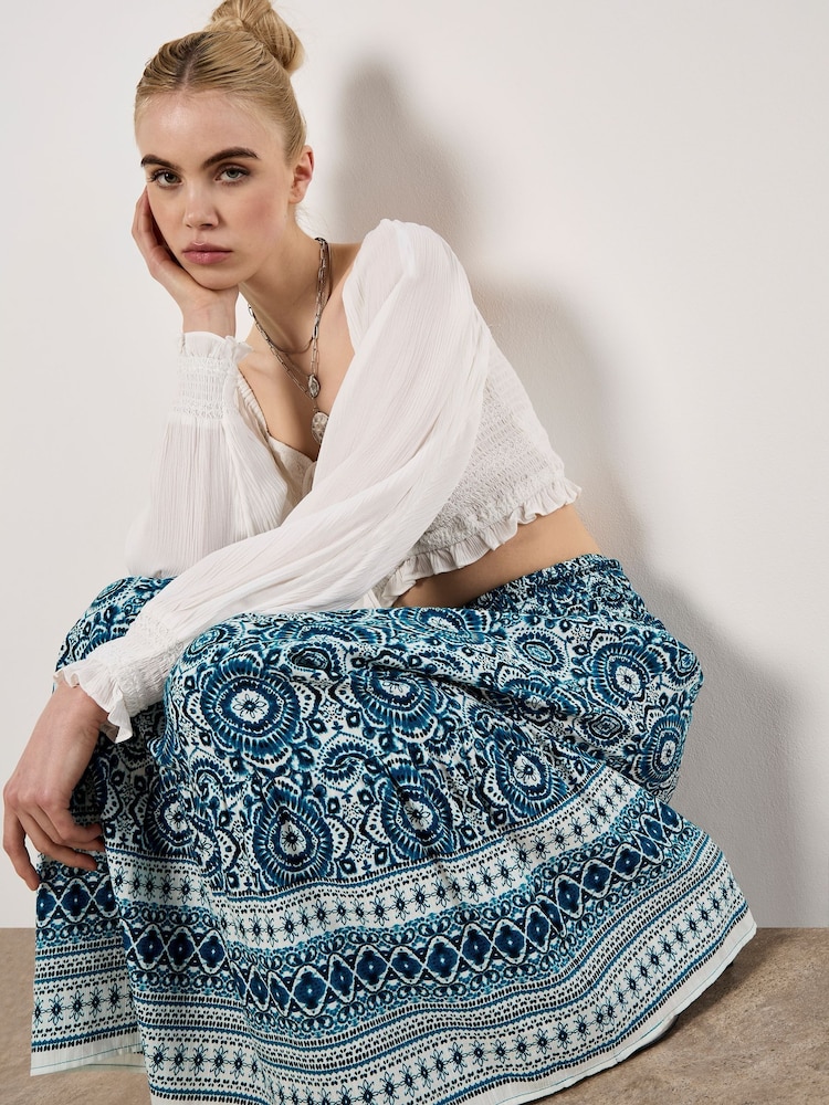 Apricot Blue Batik Kaleidoscope Border Skirt - Image 5 of 5