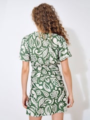 Apricot Green Bold Mono Paisley Wrap Dress - Image 5 of 5