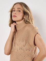 Apricot Natural Mixed Knitted Pointelle Top - Image 3 of 4
