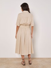 Apricot Natural Midi Utility Dress with a Touch of Linen - Image 2 of 4