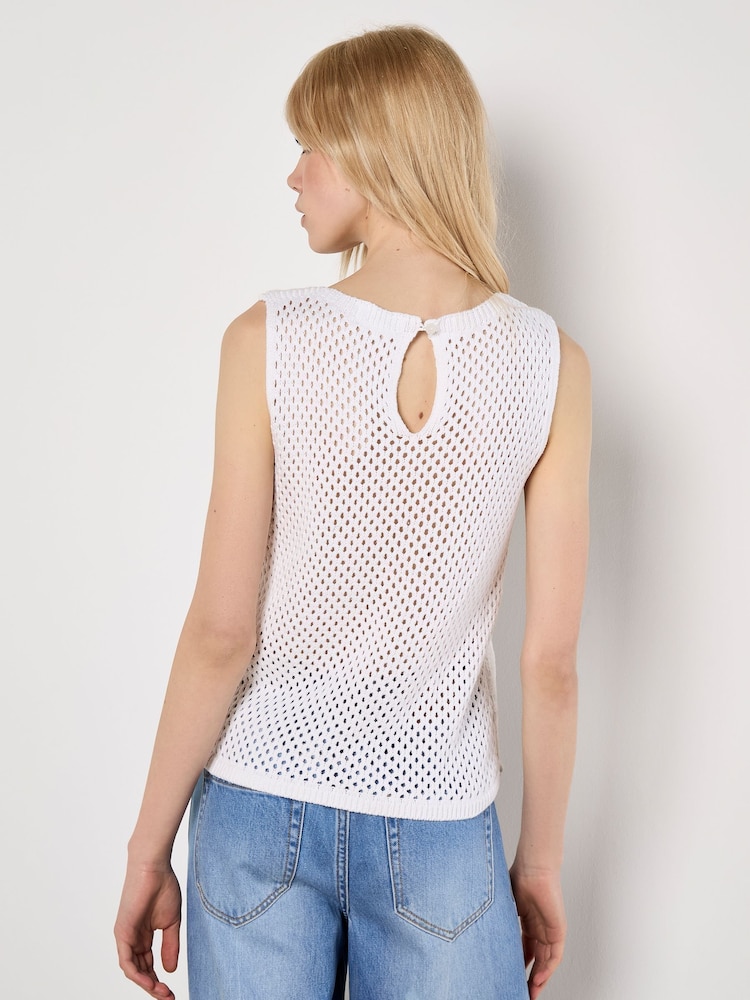 Apricot White Sunflower Crochet Top - Image 2 of 4