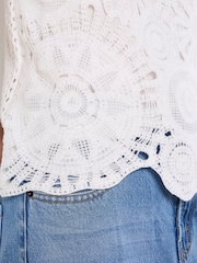 Apricot White Sunflower Crochet Top - Image 3 of 4