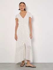 Apricot White Embroidery Sequin Dress - Image 2 of 6