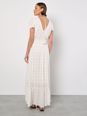Apricot White Embroidery Sequin Dress - Image 3 of 6