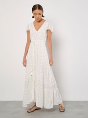 Apricot White Embroidery Sequin Dress - Image 5 of 6