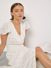 Apricot White Embroidery Sequin Dress - Image 6 of 6