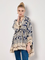 Apricot Blue Oversized Border Print Shirt - Image 2 of 4