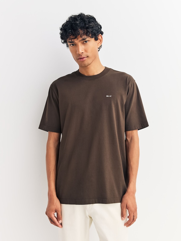 NN.07 Brown Adam EMB T-Shirt - Image 1 of 4