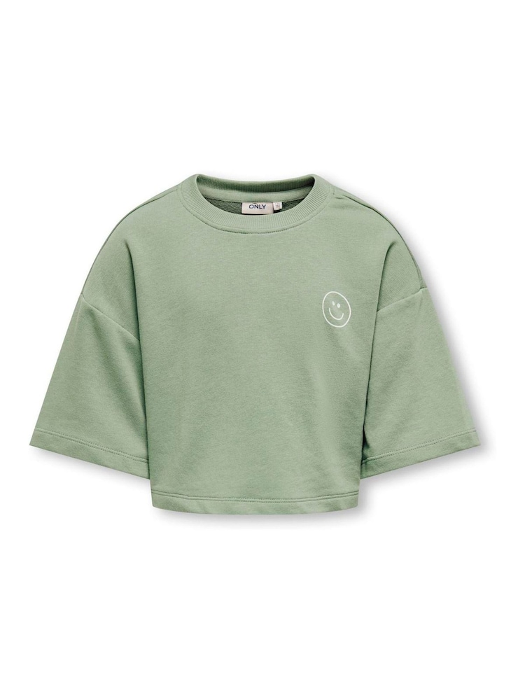 ONLY KIDS Green Smile Top/Shorts Sweat Set - Image 1 of 3