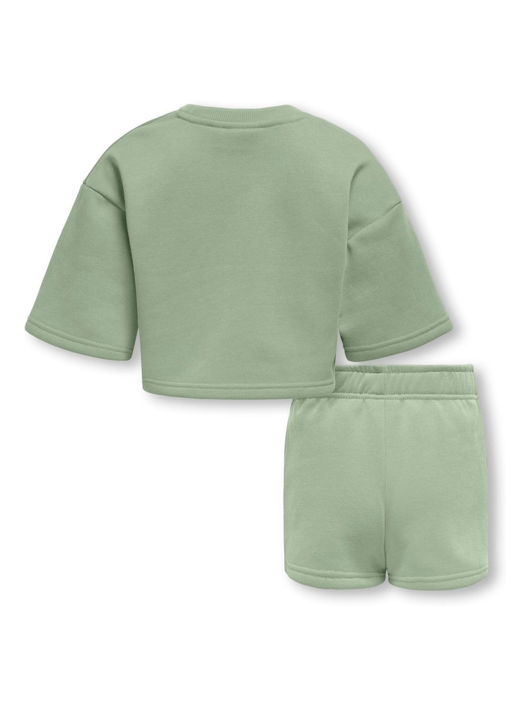 ONLY KIDS Green Smile Top/Shorts Sweat Set - Image 2 of 5 ONLY KIDS Green Smile Top/Shorts Sweat Set - Image 2 of 5