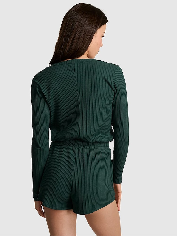 Victoria's Secret PINK Forest Green Ribbed Playsuit - Image 2 of 2 Victoria's Secret PINK Forest Green Ribbed Playsuit - Image 2 of 2