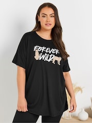 Yours Curve Black Forever Wild Sleep Top - Image 2 of 5