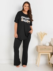 Yours Curve Black Forever Wild Sleep Top - Image 4 of 5