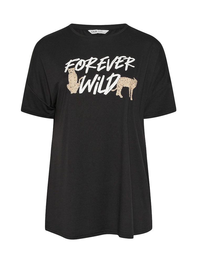 Yours Curve Black Forever Wild Sleep Top - Image 5 of 5