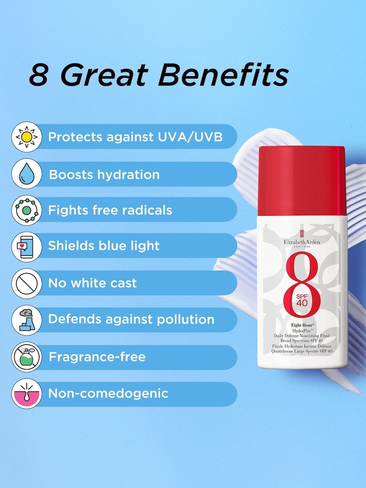 Elizabeth Arden Eight Hour Hydra Play Daily Defense Nourishing Fluid SPF 40 50ml - Image 2 of 5