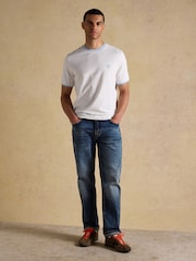 أبيض - Joules Classic Fit Cotton Pique T-Shirt - Image 3 of 7
