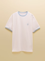 أبيض - Joules Classic Fit Cotton Pique T-Shirt - Image 7 of 7
