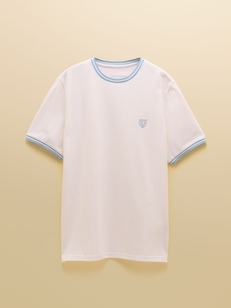 أبيض - Joules Classic Fit Cotton Pique T-Shirt - Image 7 of 7