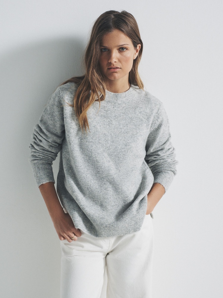 The Set Black/Grey Marl 2 Pack Crew Neck Knitted Jumper With Wool - Image 1 of 9