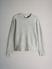 The Set Black/Grey Marl 2 Pack Crew Neck Knitted Jumper With Wool - Image 7 of 9