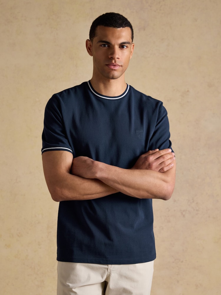 Joules Navy Classic Fit Cotton Pique TShirt - Image 1 of 7 Joules Navy Classic Fit Cotton Pique TShirt - Image 1 of 7