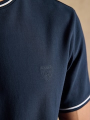 Joules Navy Classic Fit Cotton Pique TShirt - Image 6 of 7