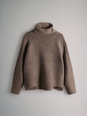 The Set Brown Marl/Charcoal Grey Marl 2 Pack Knitted Roll Neck Jumpers - Image 3 of 5