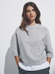 The Set Black/Grey Marl/Cream 3 Pack Knitted T-Shirt With Wool - Image 1 of 11