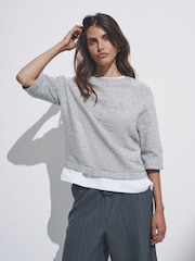The Set Black/Grey Marl/Cream 3 Pack Knitted T-Shirt With Wool - Image 3 of 11